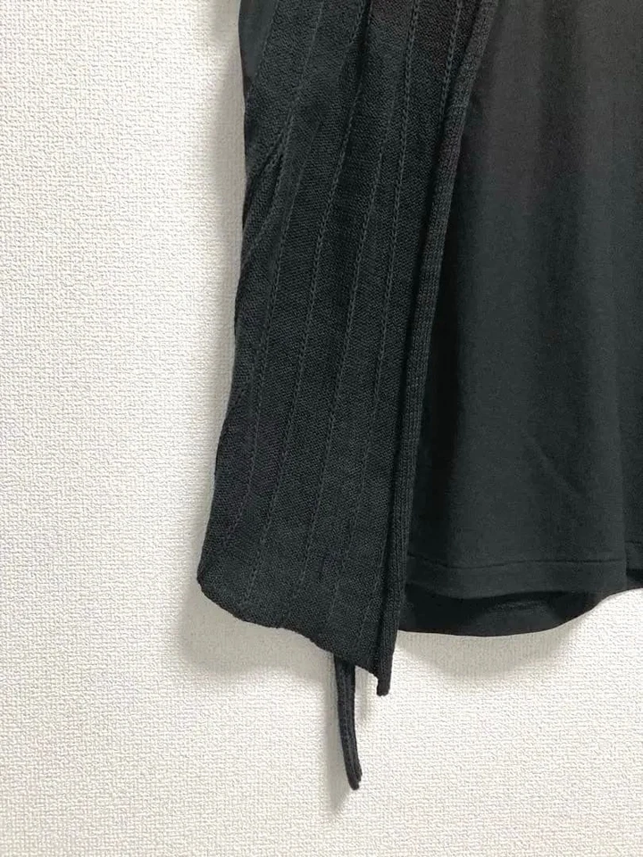 USED YOHJI YAMAMOTO ::: CUT AND SEW TOP, SHORT SLEEVE, BLACK GOOD - Image 3 of 4