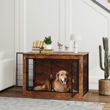 39" Dog Crate Furniture w/ Flip-up Top Opening, 2 Doors, for L Dogs