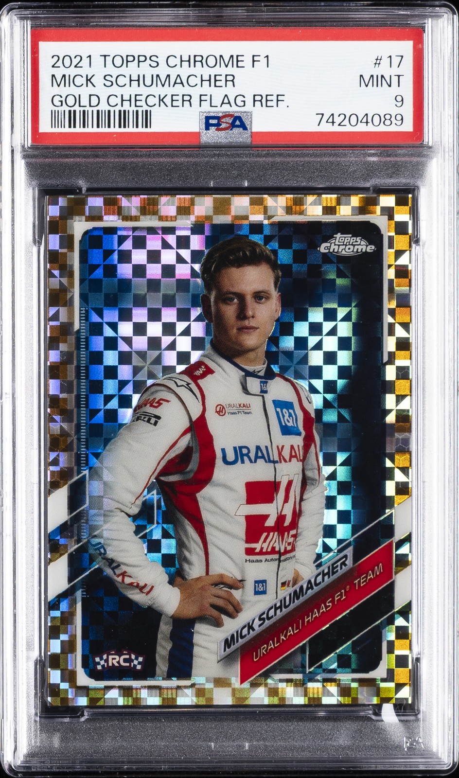 2021 TOPPS CHROME FORMULA 1 #17 MICK SCHUMACHER ROOKIE RC 13/50 PSA 9