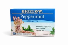 Bigelow Peppermint Herbal Tea Caffeine Free Bagged 20 Bags 25g