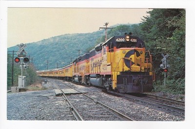 Chessie System Number 4200 & 4222 Harper's Ferry WV Chrome Postcard