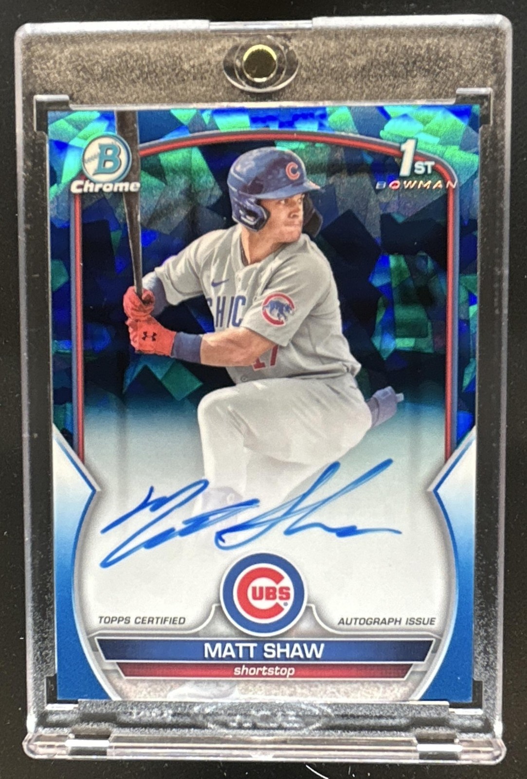 2023 Bowman Draft Sapphire Matt Shaw Chrome Auto 1st Prospect #/199 Cubs
