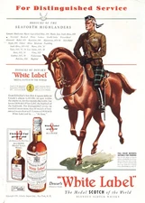 1938 Dewars White Label: Seaforth Highlanders Vintage Print Ad