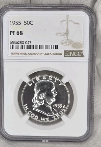 1955 Ben Franklin Silver Half Dollar  PF 68 90% Silver Philadelphia 6536280-047