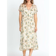 Johnny Was Buy Jane Sheer Floral Boho Midi Dress Size XS