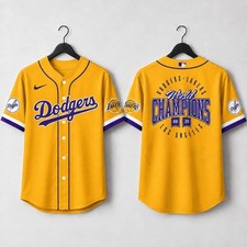 HOT!! LA Dodgers x Lakers Night 2026 Giveaway Baseball Jersey Fan Made