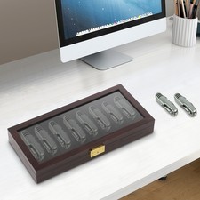 Messer Aufbewahrungsbox Ebenschwarz Vintage Mit Schloss Glasdeckel 8 F&auml;chern
