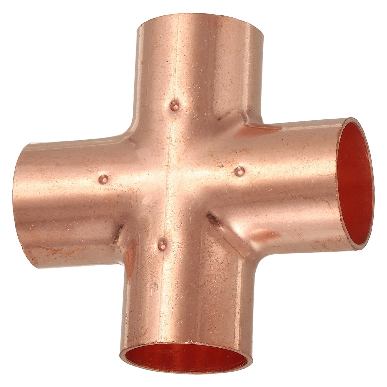 1"(25.4mm) Copper Cross Pipe Fitting 4 Way Welding End Feed Equal Pipe Connector