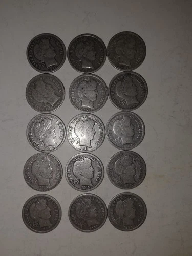 Barber Dime Lot Of 15
