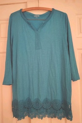 Lands End Turquoise Tunic Top, Women's Size L
