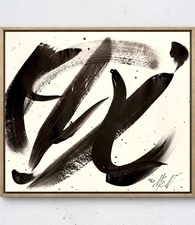 Maria Art BLACK WHITE 14x17 MIXED MEDIA PAPER Abstract Contemporary Wall Decor 5