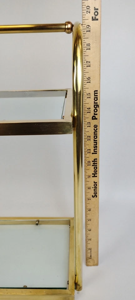 Винтажная стеклянная латунная подставка для растений Etagere витрина полка 19 дюймов T 2 уровня арочный верх уникальная - Изображение 2 из 4