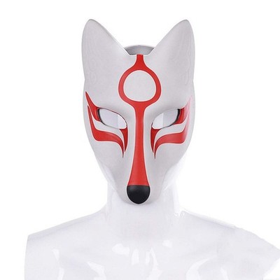 Anime Fuchs Maske Gesichtsbedeckung Halloween Cosplay Maske weiß und rot