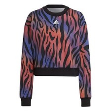 EUC Adidas Animal Print Sweatshirt Tiger Multicolor Oversized Size Small 8-10