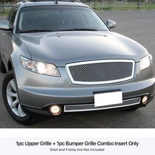 Fits 2003-2005 Infiniti Fx35fx45 Stainless Chrome Mesh Grille Insert Combo