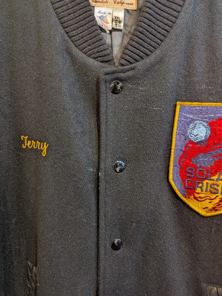 Vintage 1990 Soar Crisis Movie Crew Letterman Jacket - Image 3 of 4