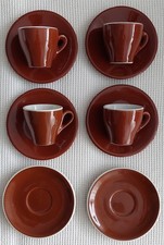 4 Vintage NUOVA POINT + ACF Italy Espressotassen 6 Unterteller braun dickwandig