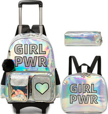 Rolling Backpack for Girls Backpack with Wheels for Elementary Student Kids Carr