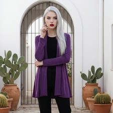 Chico's Travelers 1 Jacket Mystique Purple High Low Open Front NWT 179