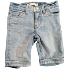 Levi's Bermuda Jean Shorts Pink Stitch Detail Flap Pocket Girls Size 4 Light EUC