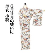 Pure Silk Kimono Robe Small Pattern Cream Pine Bamboo Plum Wisteria S-Size Used