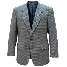 Pierre Balmain Blazer Men 43R Grey Houndstooth Wool Vintage Dark Academia Classy