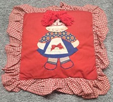VTG Raggedy Ann  Andy Dolls 12  x12  Square Decorative Throw Pillow Nursery