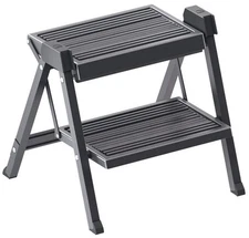 Hafele Stepfix 2-Step Folding Stool - Anthracite, 330 lbs, Compact