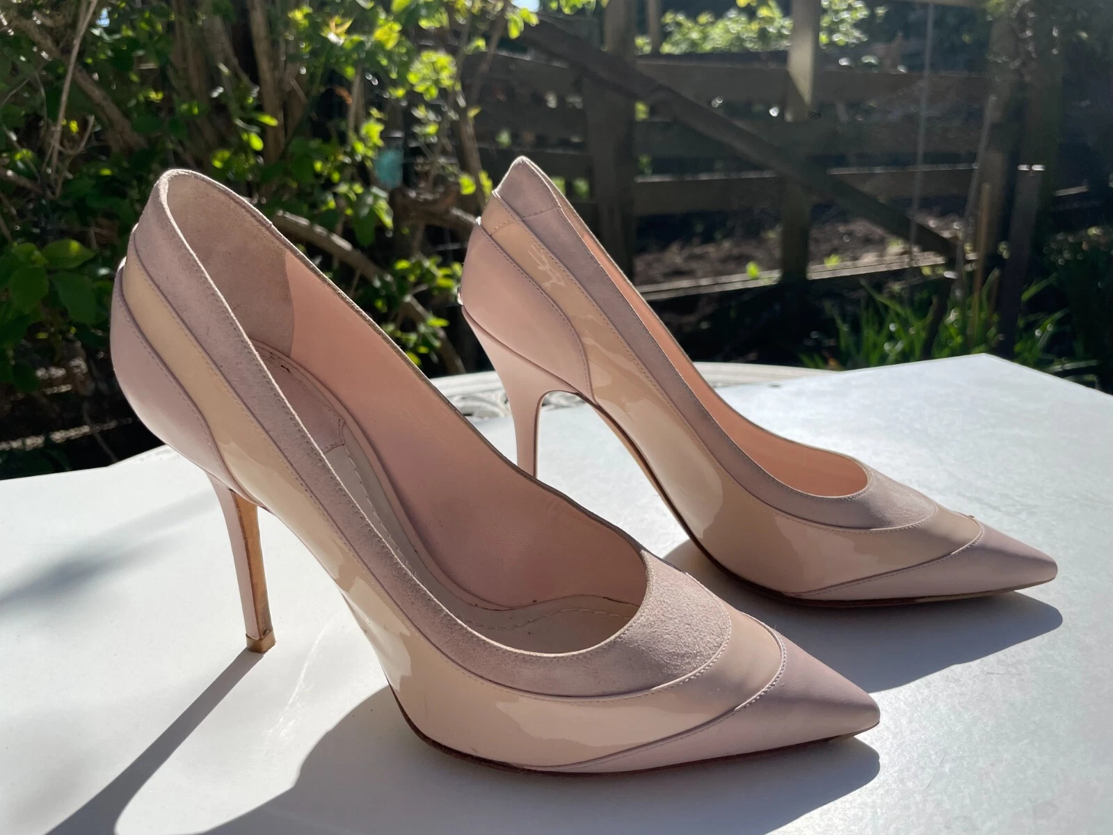 Escarpins Christian Dior cuir verni talons rose 34,5
