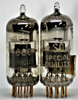 e88cc philips SQ valvo tube matched pair gold pins D getter grey shield cca 6922