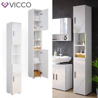 Badschrank Hochschrank Badezimmerschrank Badregal 6 FäCher Irma Weiß Vicco