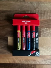 Royal Talens Amsterdam Acrylic Marker Pen Set Of 4 Intro Pack 4mm Round Tip