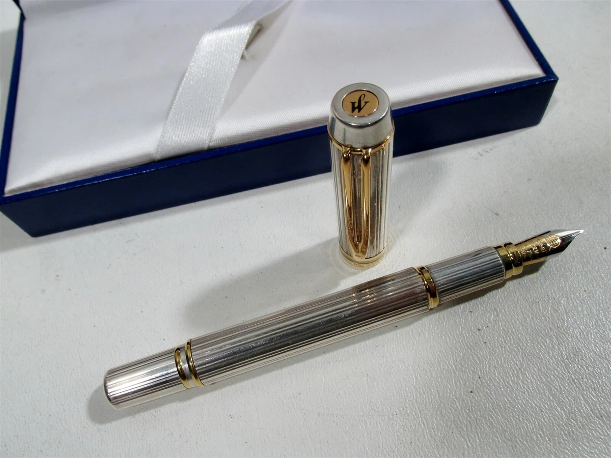 80s Waterman Paris Le Man 100 Sterling Silver Fountain Pen 18k Nib