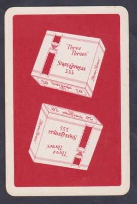 Rare Three Threes State Express 333 Cigarette Advertising.Single Playing Card