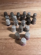 21 Metal Thimbles LOT large variety, advertising, plain,coca Cola Prizer D3