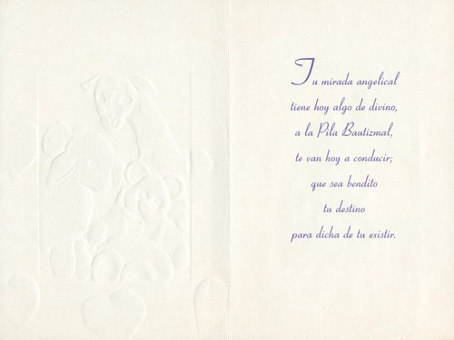 Spanish Vintage CHRISTENING DE BAUTIZO Card, Cute Baby Animal Art by CV MADAY +✉ - Picture 2 of 6