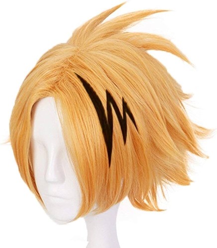 Anogol Wig Cap+( 1 Black Hairpin ) Gloden Cosplay Wig Short Hero Wigs - Picture 3 of 10