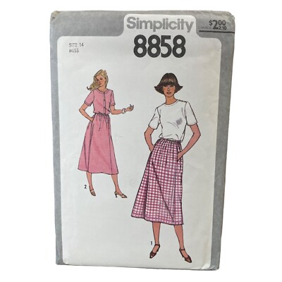 Simplicity Sewing Pattern 8858 Skirt Top Misses Size 14
