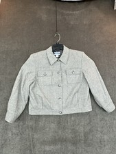 Pendleton Vtg women's Sz 12 100 wool gray button front jacket w pockets