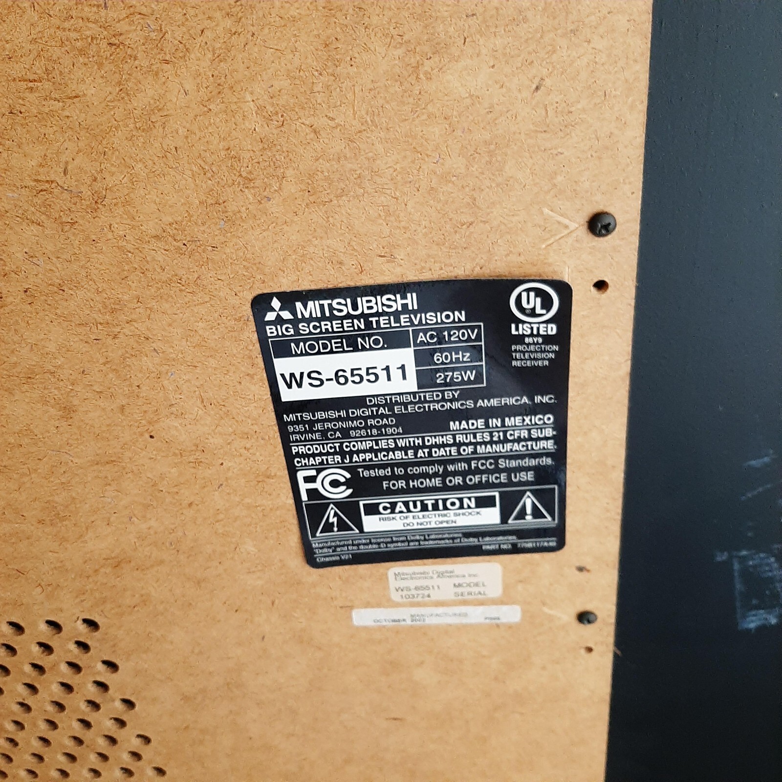 Mitsubishi WS65611 65" 1080i HD RearProjection Television eBay