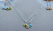 Genuine Natural Birthstone Gemstone Pendant/Earring Set Sterling Silver 22 Inch