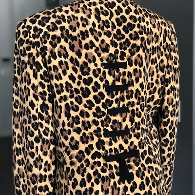 GIANNI VERSACE corset Leopard silk blazer w/ bow application