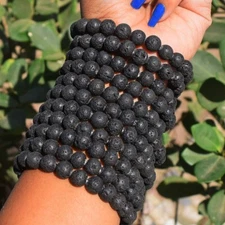 Most Outstanding 81.00 Cts Bracelet  1 Pcs Lava Beaded Stretchable VK 27  E566