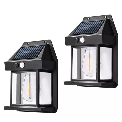 2X Solar Wall Light Tungsten Lantern Motion Sensor Outdoor Garden Security Lamp - Picture 4 of 13