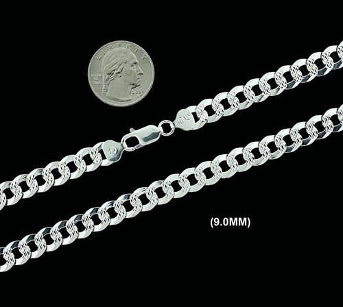 SOLID 925 Sterling Silver DIAMOND CUT Curb Cuban Link Bracelet 2.5MM-10MM ITALY - Picture 10 of 13