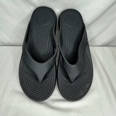 Totes Everywear Ara Black Thong Slides Flip Flops Men's Size 10