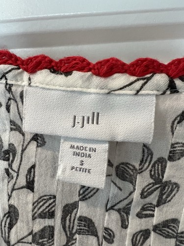 J Jill Bauernbluse Pullover Oberteil bestickt schwarz weiß rot Quasten Gr. PS - Bild 4 von 8
