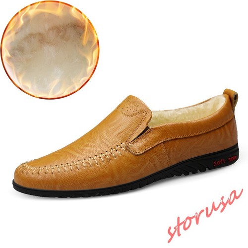 Mens Fur Lined Winter Warm Slip on 