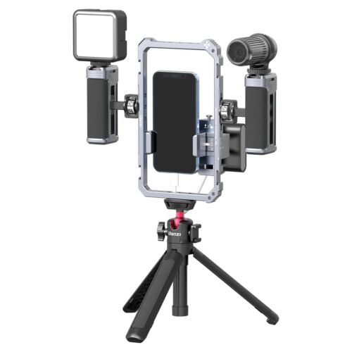 Téléphone Universel Video Rig avec Double Poignée Cage Téléphone pour Vlogging Léger - Photo 8 sur 9