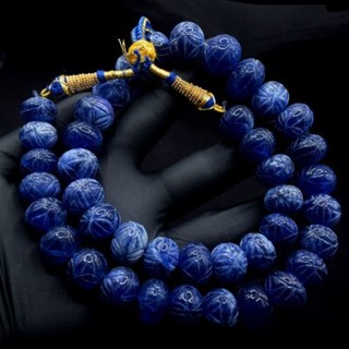 Wonderful 875.00 Cts Carved Blue Sapphire Beaded Jewelery Necklace VK 24 E635